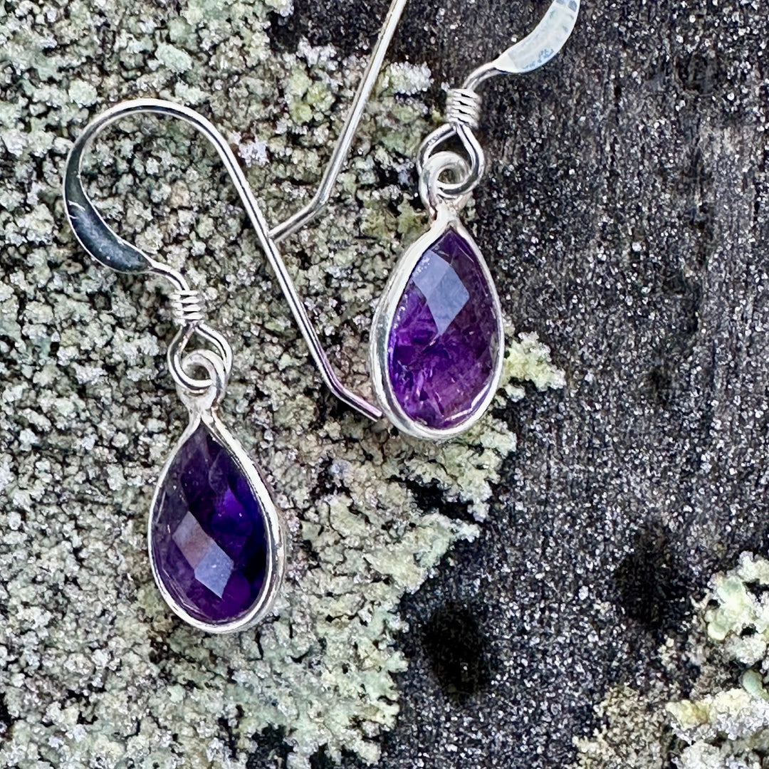 wee amethyst drop earrings