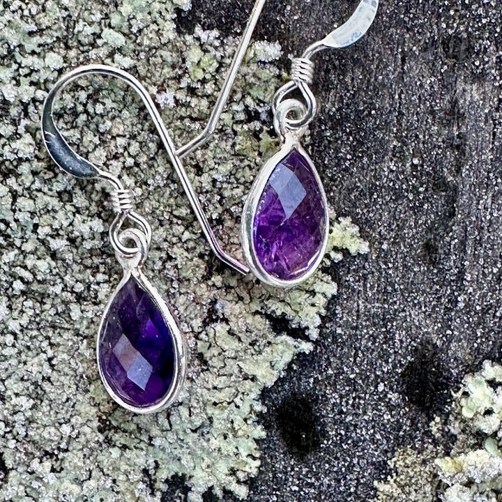 wee amethyst drop earrings