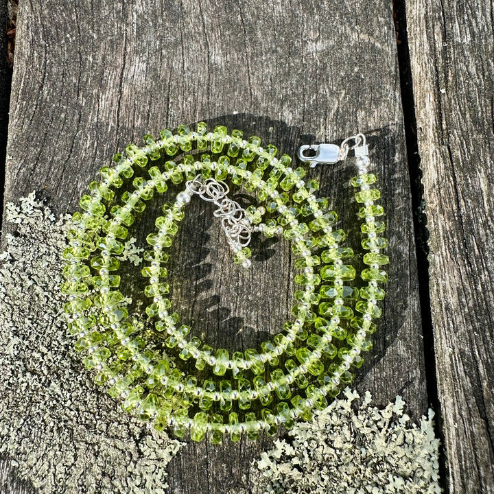 Faceted peridot rondel necklace