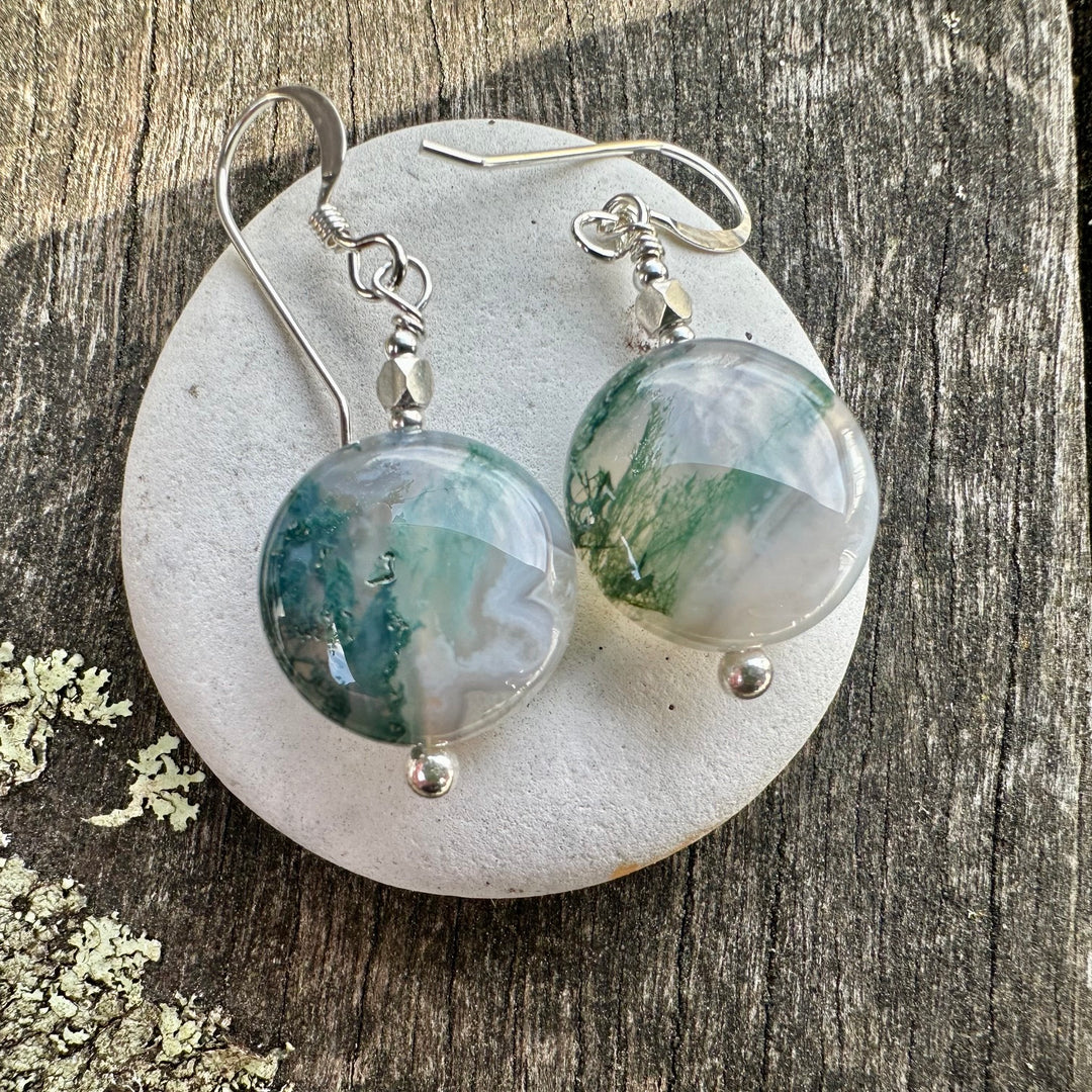 Small moss agate earrings