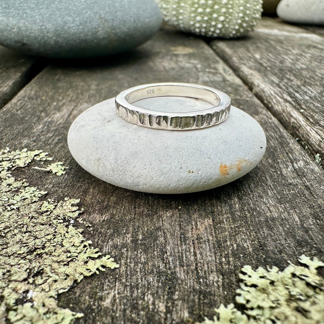 hammered sterling silver band