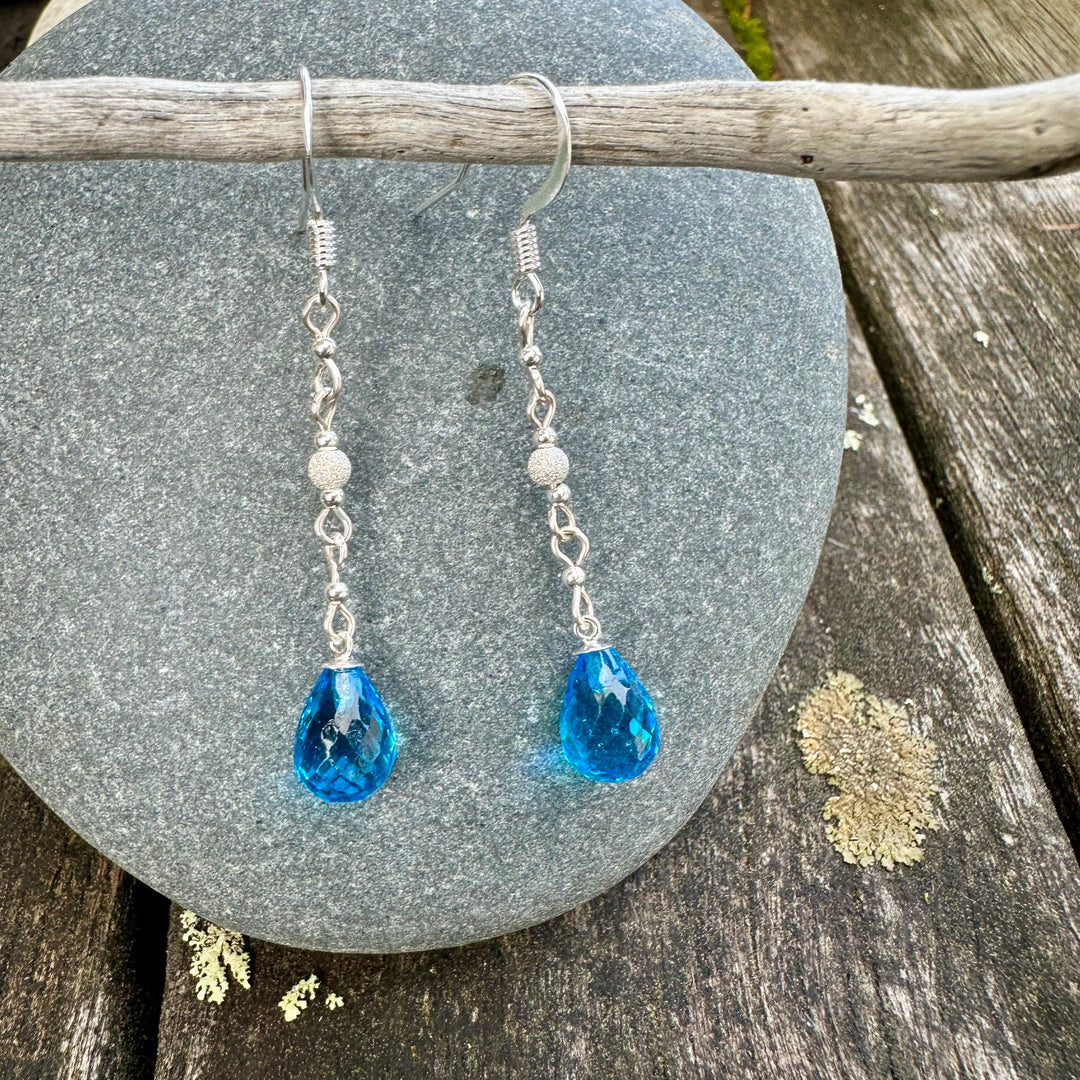 Blue topaz 4 tier drop earrings