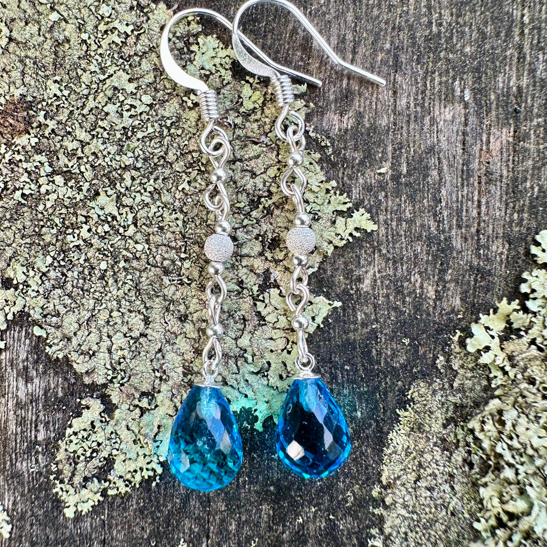 Blue topaz 4 tier drop earrings
