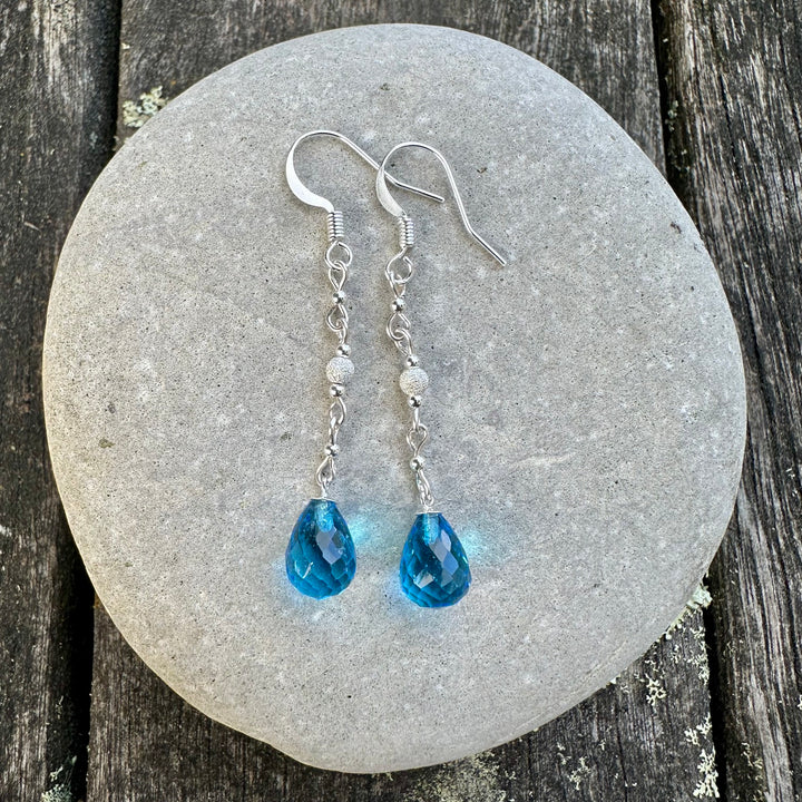 Blue topaz 4 tier drop earrings
