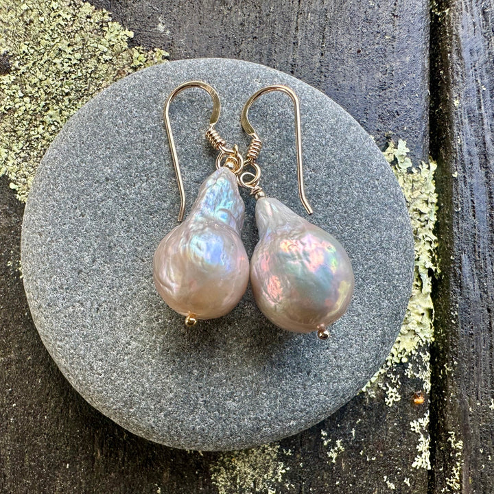 Baroque freshwater pearls in yellow gold fill fittings.