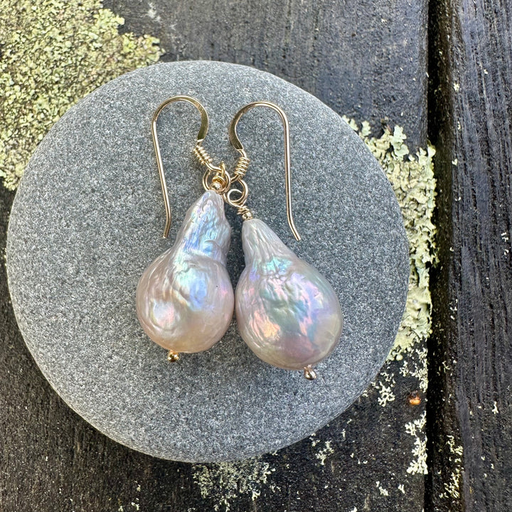 Baroque freshwater pearls in yellow gold fill fittings.