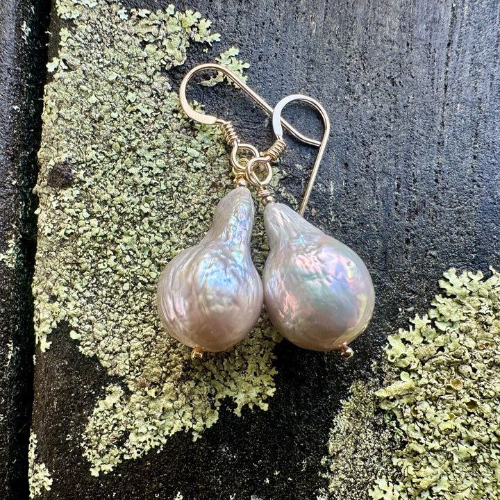 Baroque freshwater pearls in yellow gold fill fittings.