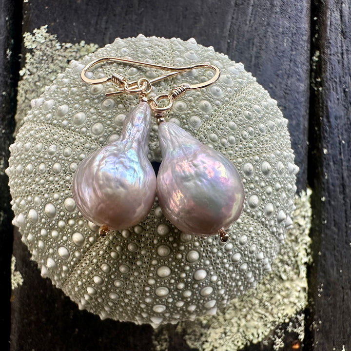 Baroque freshwater pearls in yellow gold fill fittings.