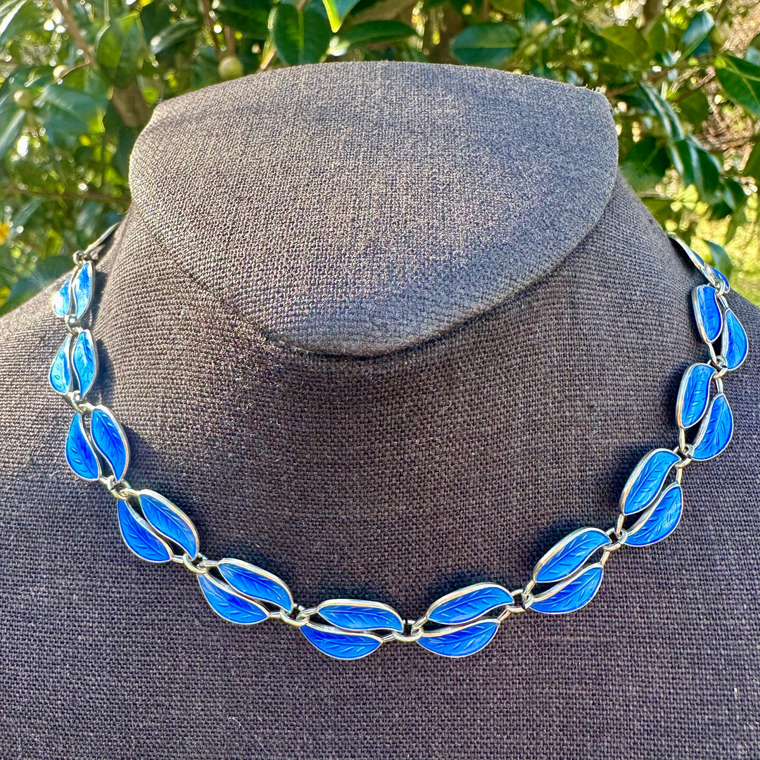 Vintage norwegian enamel &amp; sterling necklace
