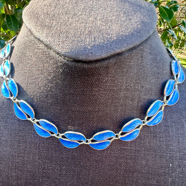 Vintage norwegian enamel &amp; sterling necklace