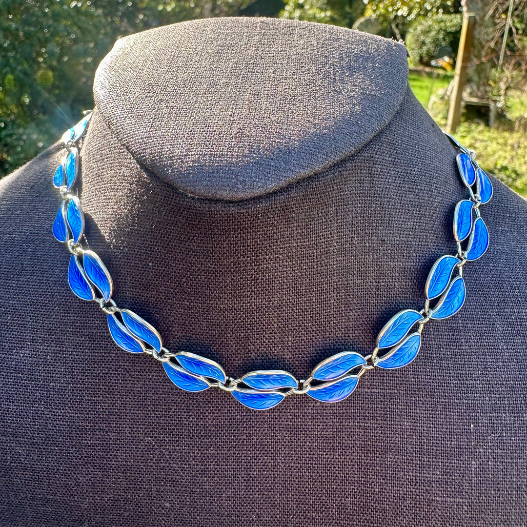 Vintage norwegian enamel &amp; sterling necklace