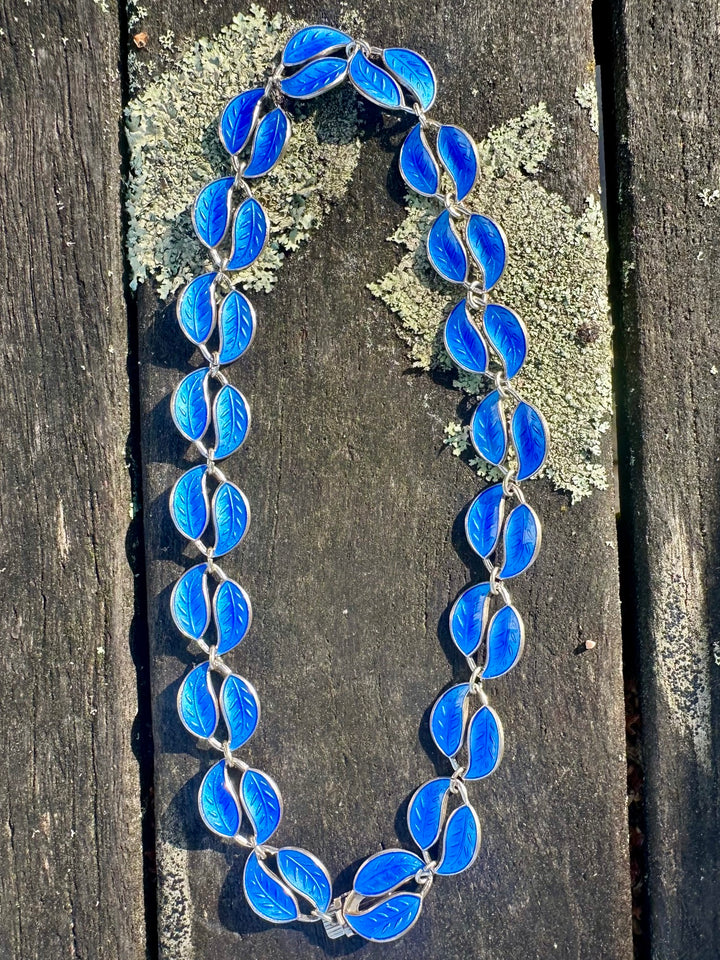 Vintage norwegian enamel &amp; sterling necklace