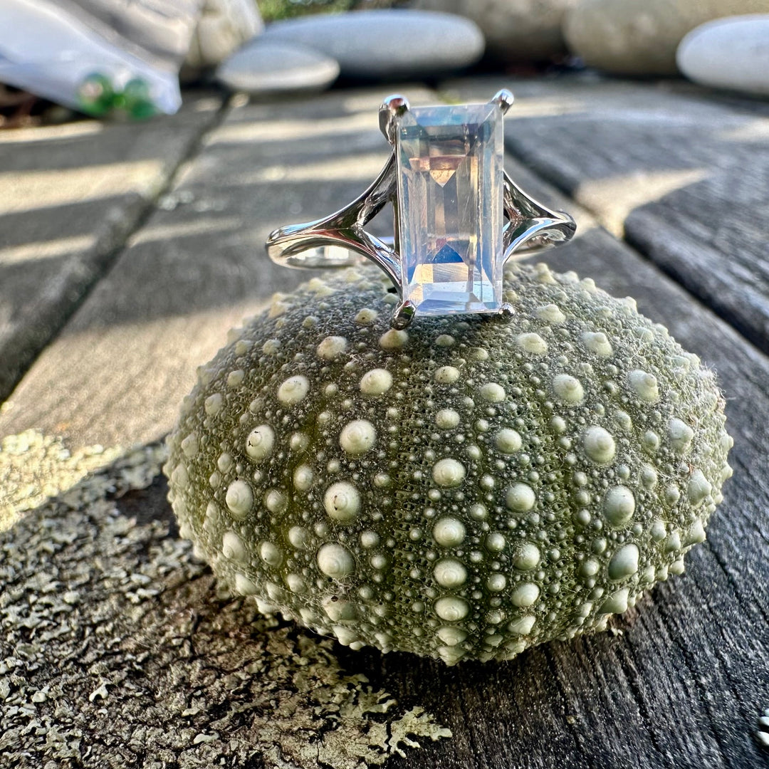 Rainbow moonstone ring
