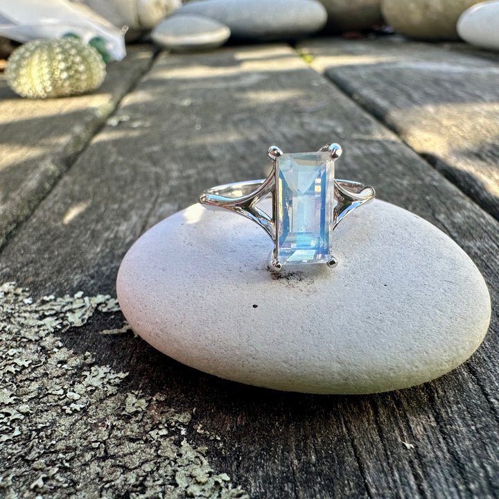 Rainbow moonstone ring