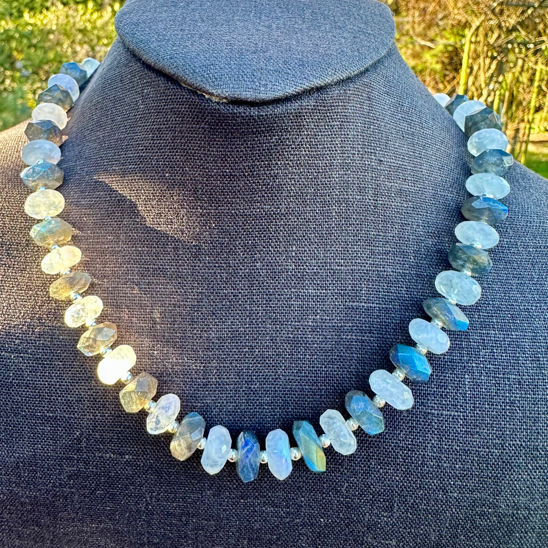 Rainbow moonstone &amp; labradorite necklace