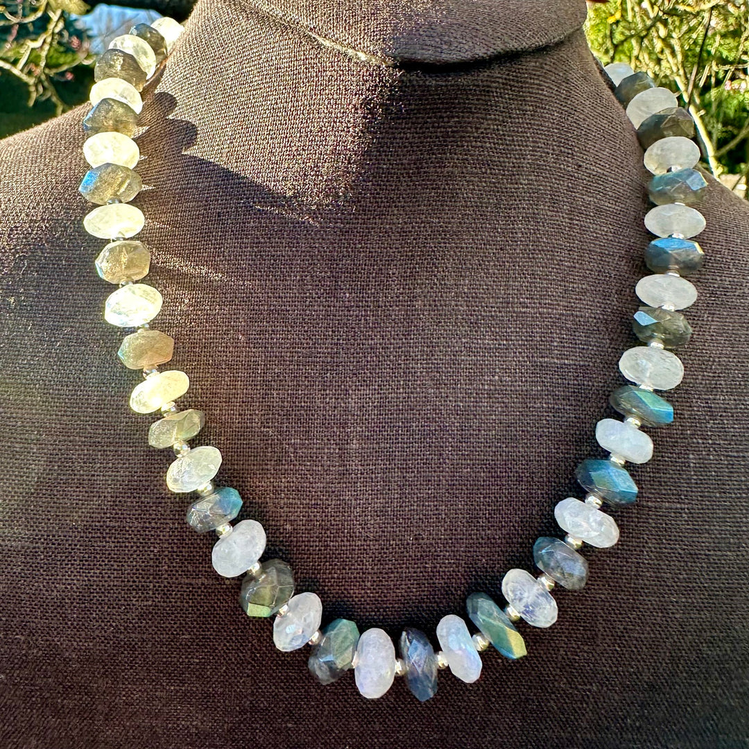 Rainbow moonstone &amp; labradorite necklace