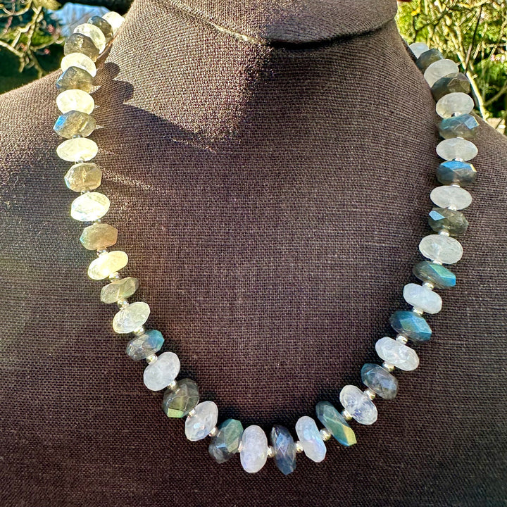 Rainbow moonstone &amp; labradorite necklace