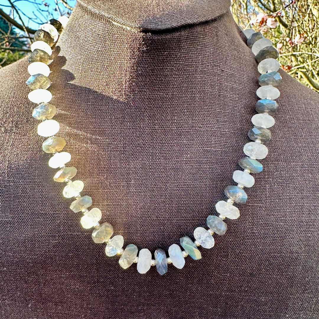 Rainbow moonstone &amp; labradorite necklace