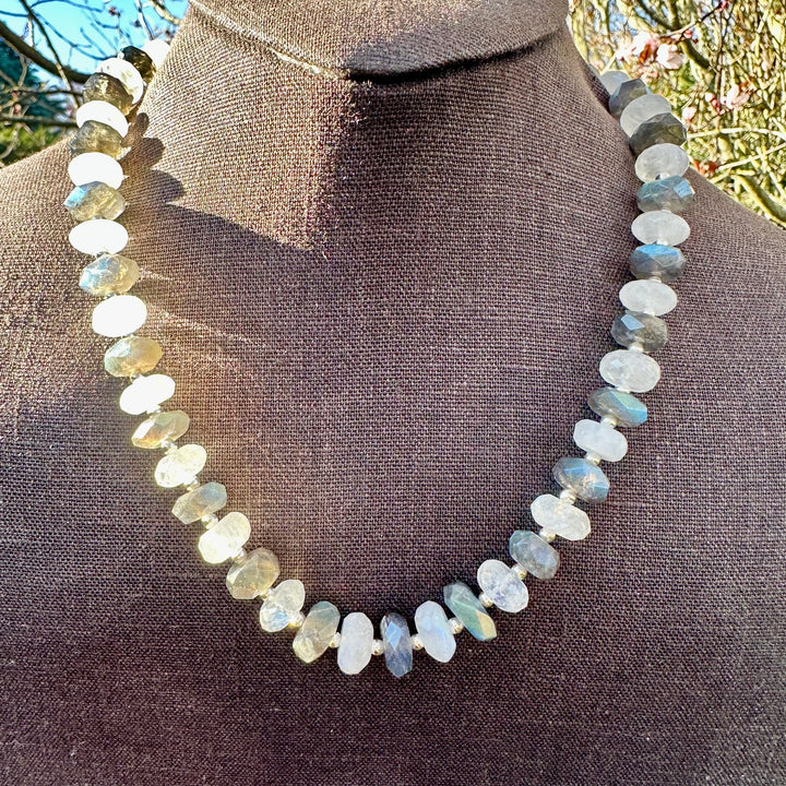 Rainbow moonstone &amp; labradorite necklace