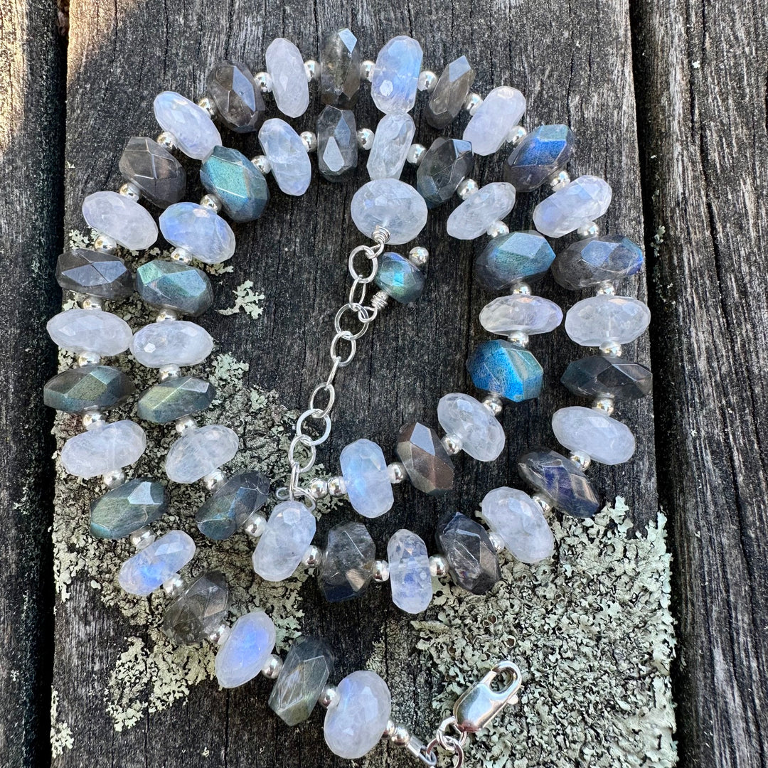 Rainbow moonstone &amp; labradorite necklace