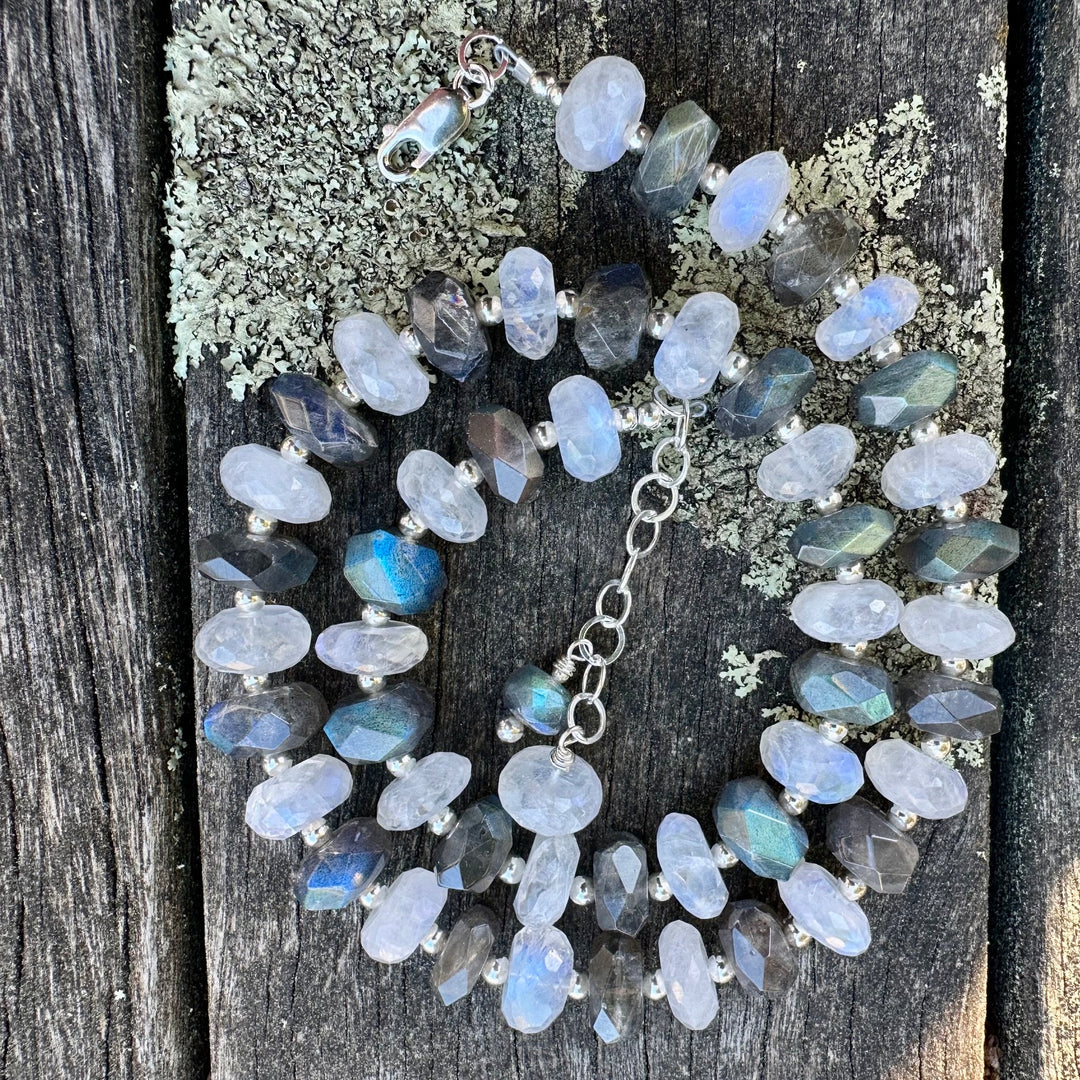Rainbow moonstone &amp; labradorite necklace