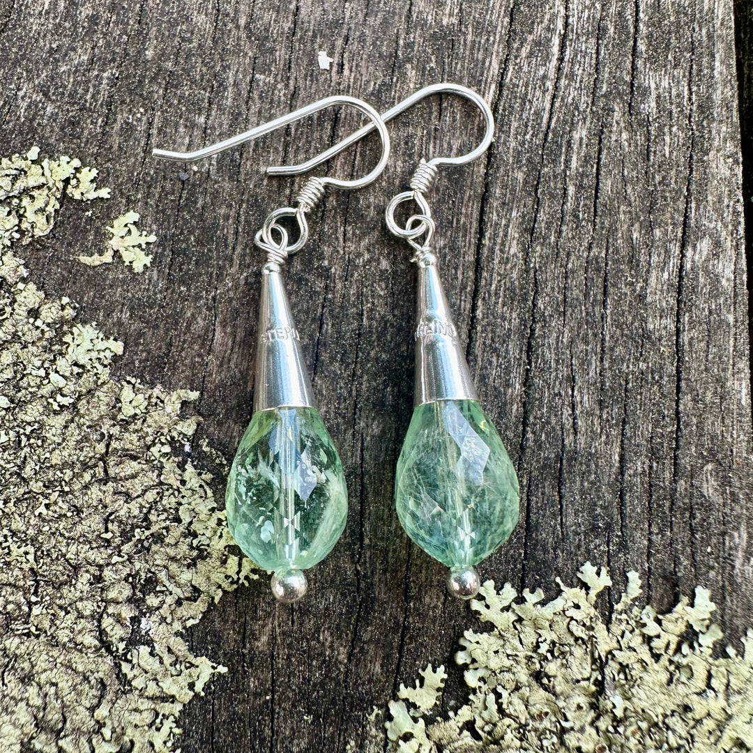 Faceted aquamarine drop earrings