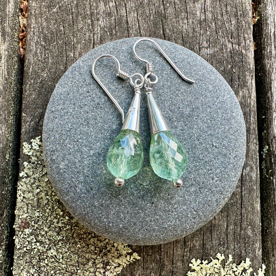 Faceted aquamarine drop earrings