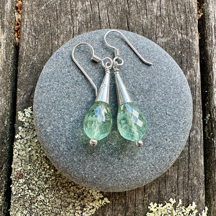 Faceted aquamarine drop earrings