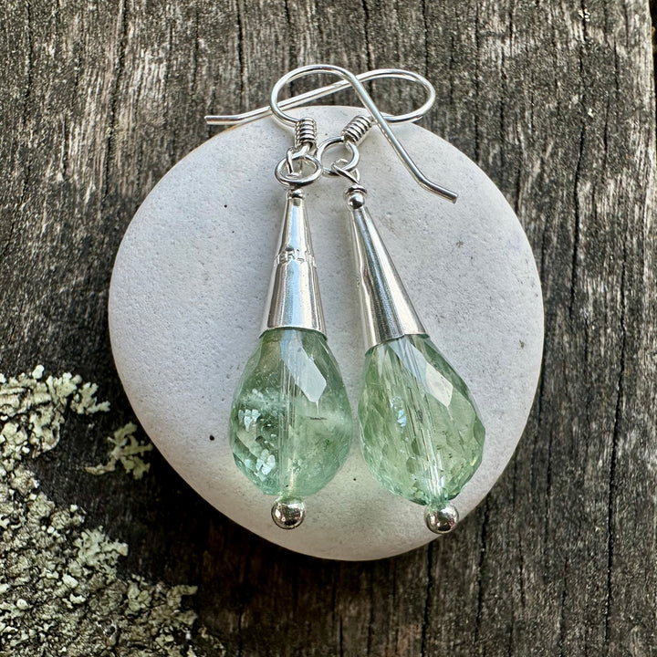 Faceted aquamarine drop earrings