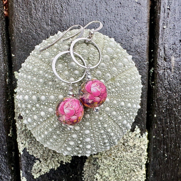 matte pink Japanese decal earrings
