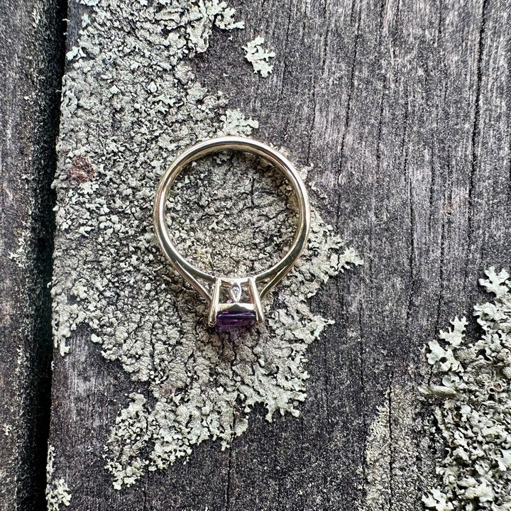 .77ct cushion cut amethyst ring