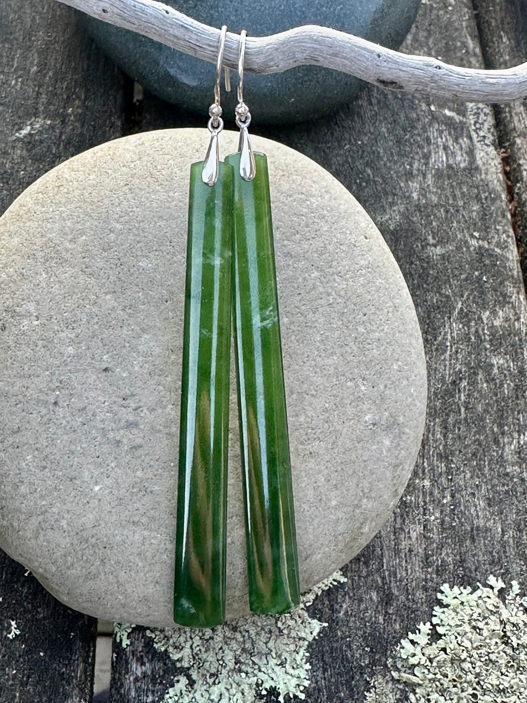 Very long translucent earrings