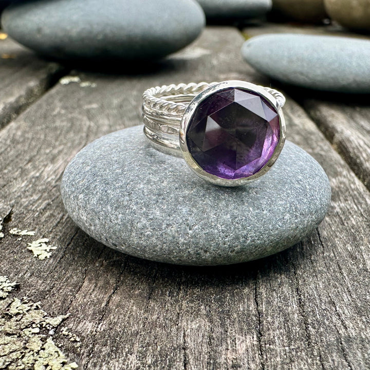 5ct rose cut amethyst fine unity ring