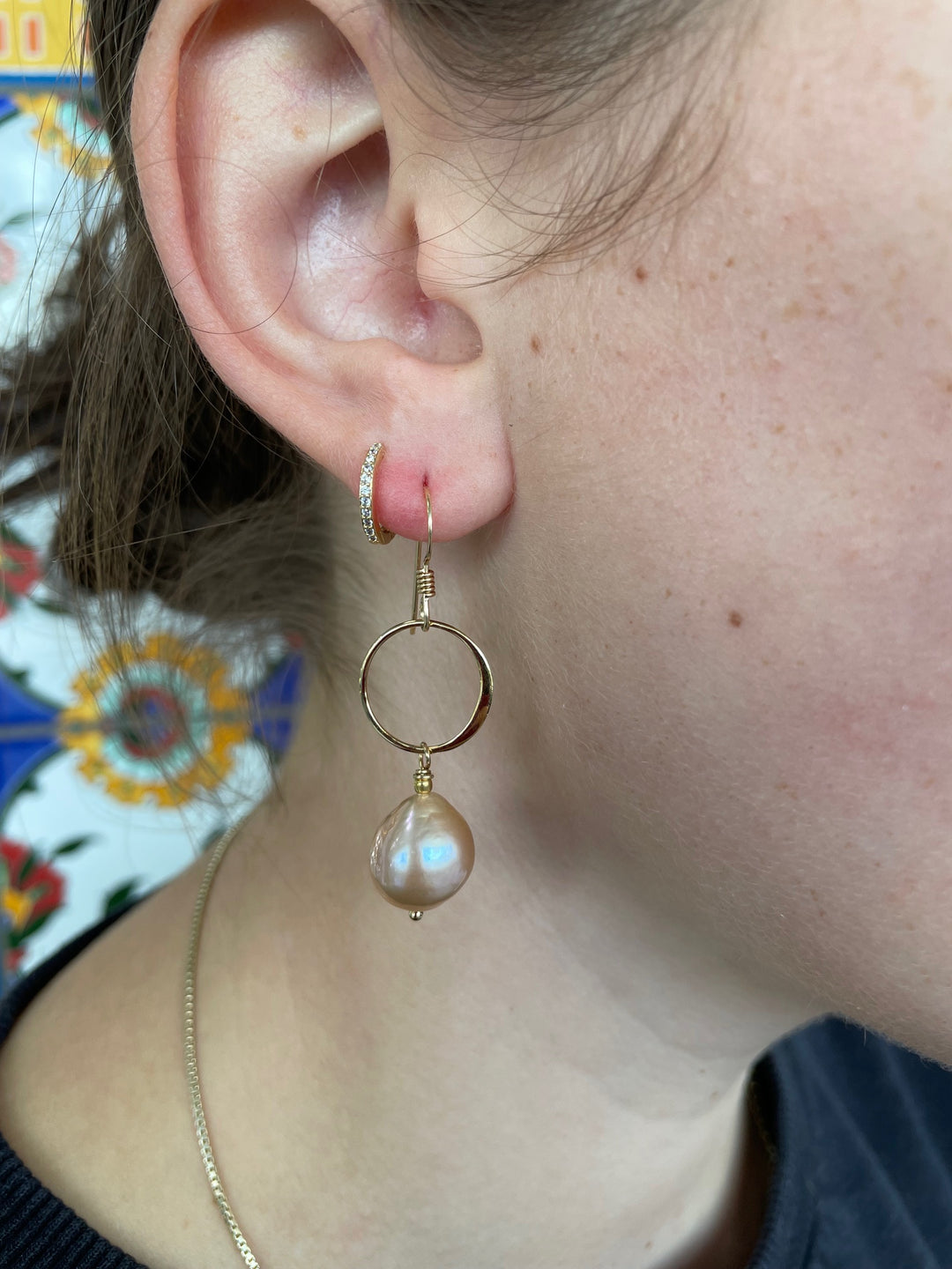 Pale pink baroque freshwater pearl earrings