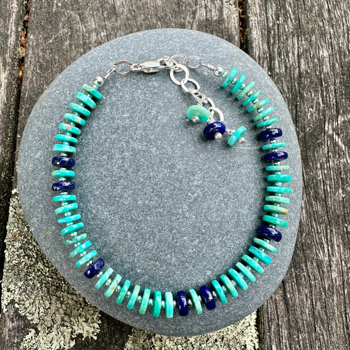 Turquoise rondels with lapis lazuli