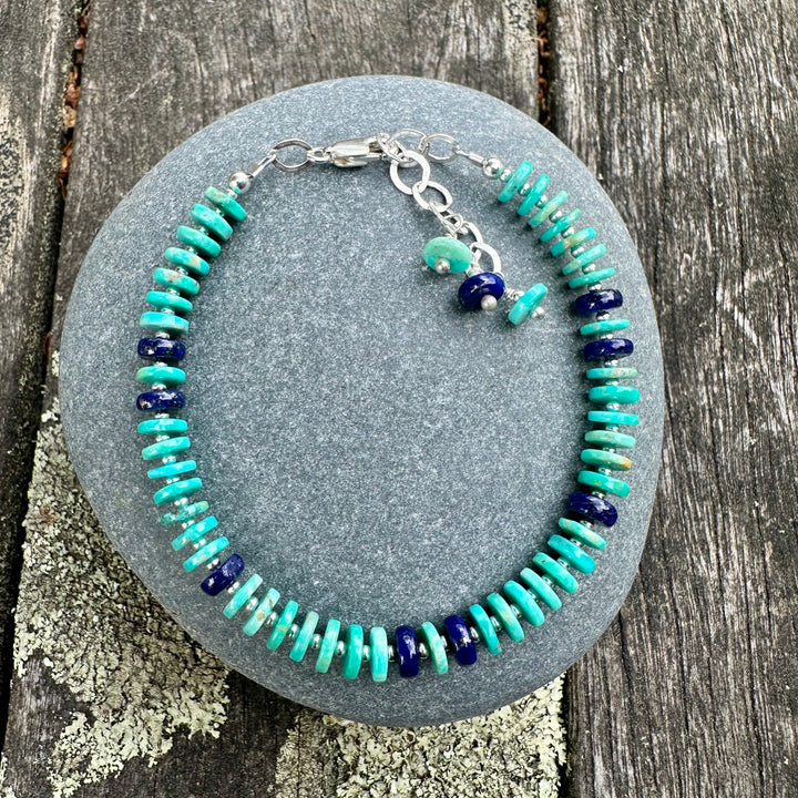 Turquoise rondels with lapis lazuli
