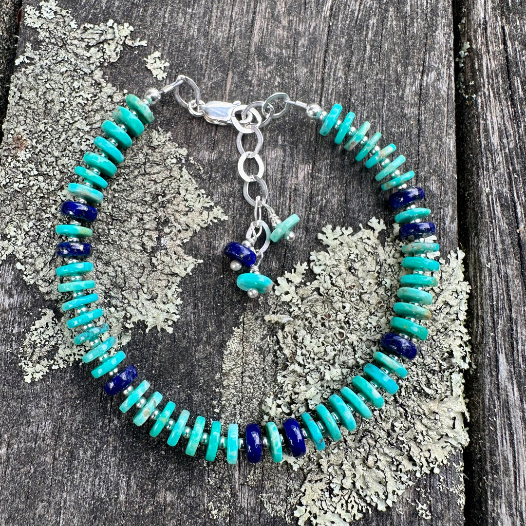 Turquoise rondels with lapis lazuli