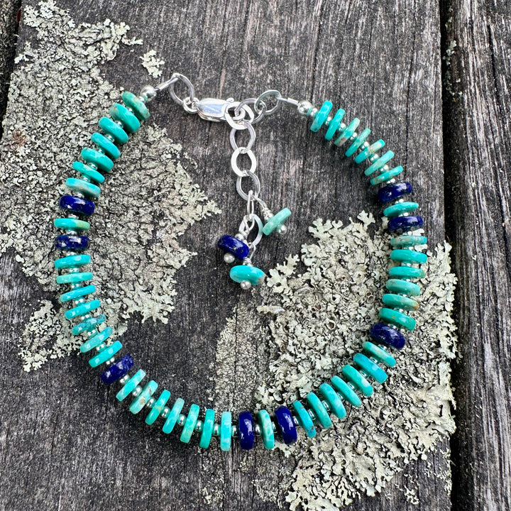 Turquoise rondels with lapis lazuli