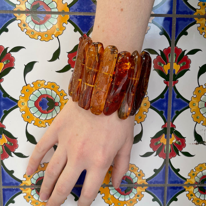 Cognac Baltic amber cuff bracelet