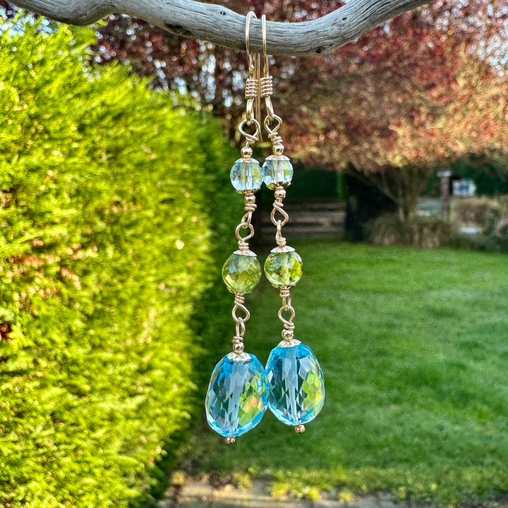blue topaz &amp; peridot earrings