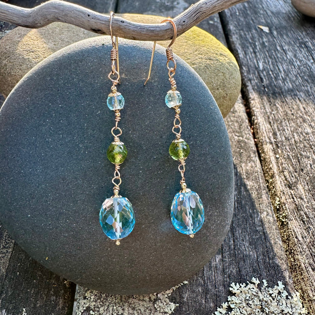 blue topaz &amp; peridot earrings