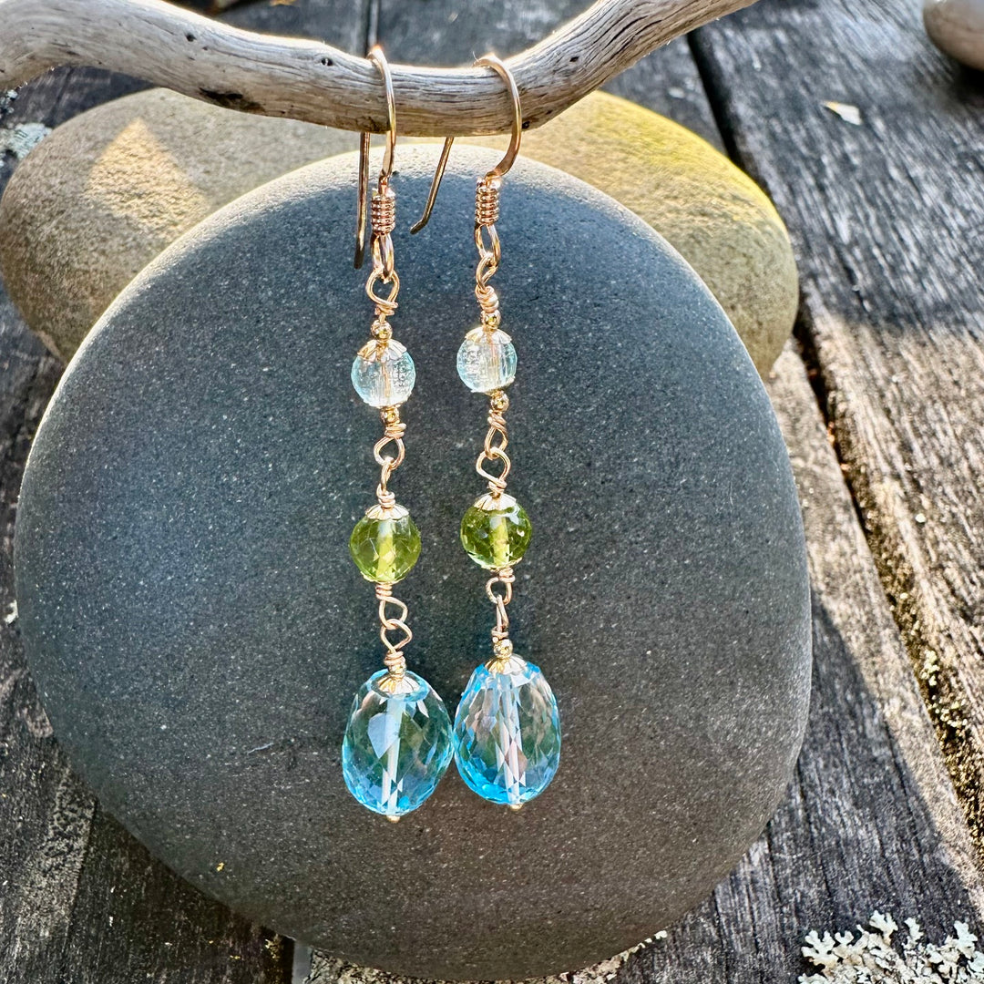 blue topaz &amp; peridot earrings