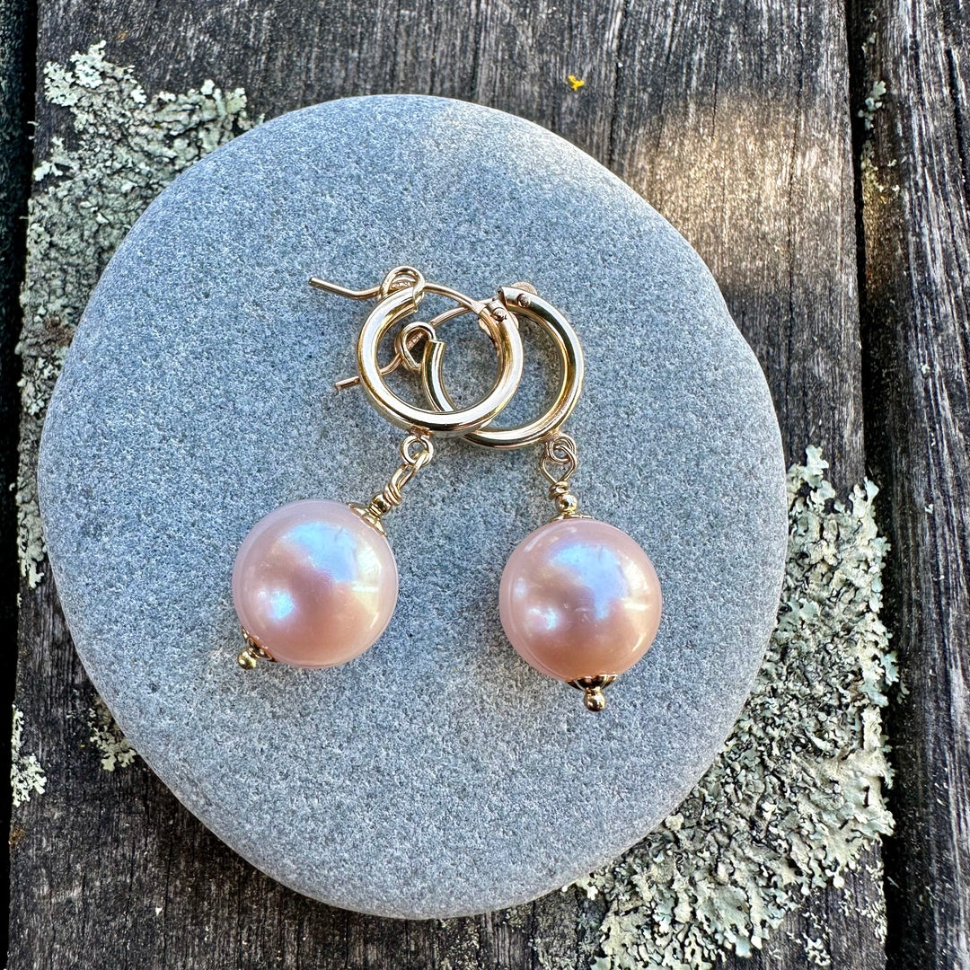 Pale pink freshwater pearl earrings