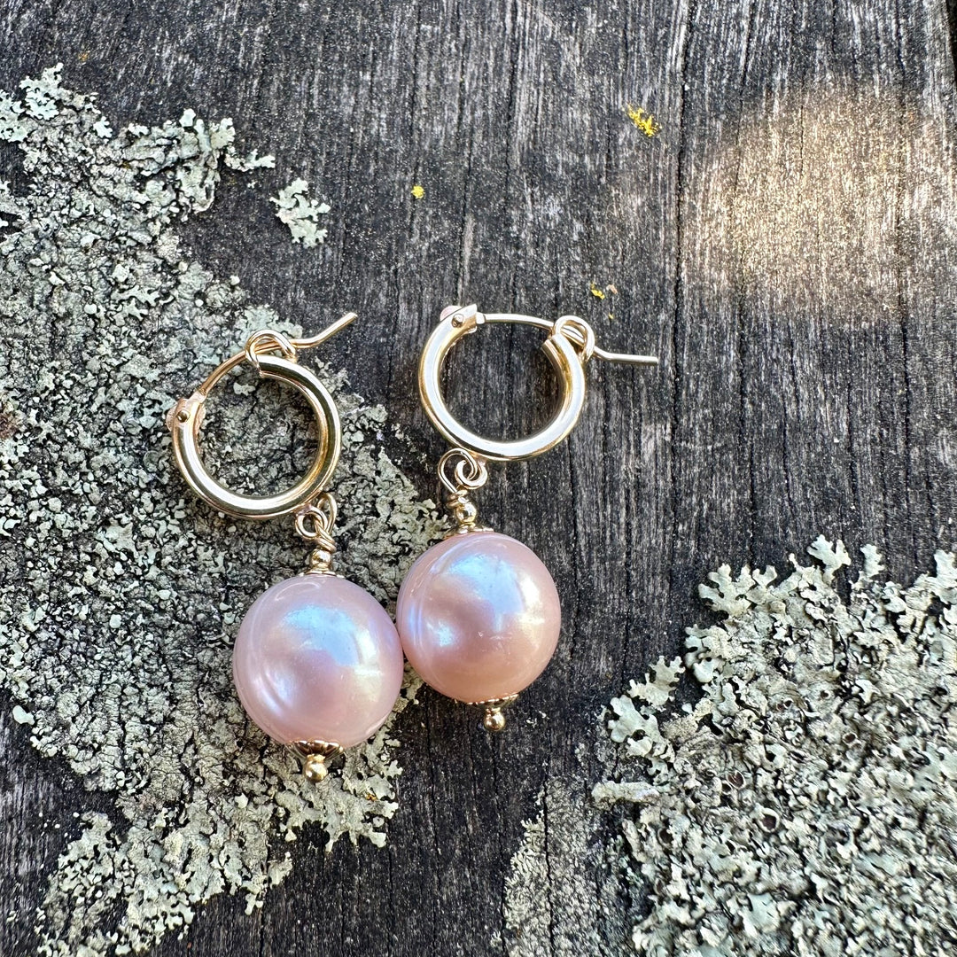 Pale pink freshwater pearl earrings