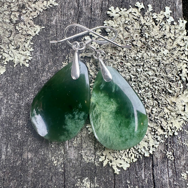 Small Marsden flower greenstone earrings