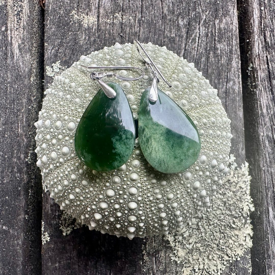 Small Marsden flower greenstone earrings
