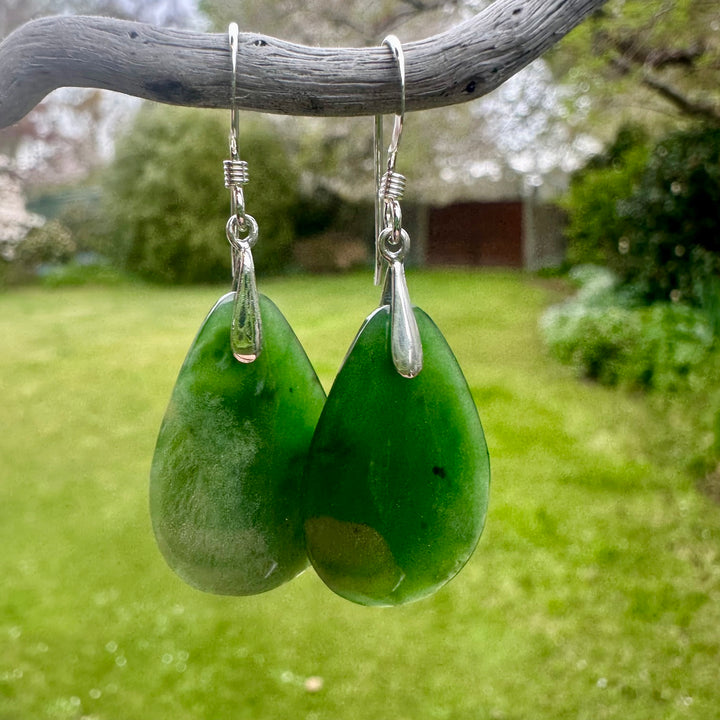 Small Marsden flower greenstone earrings
