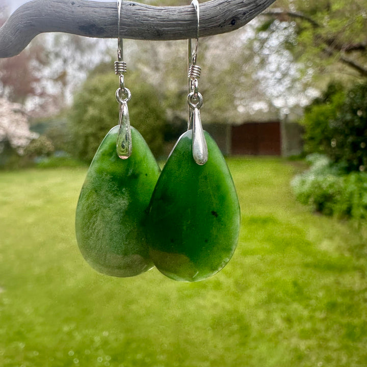 Small Marsden flower greenstone earrings