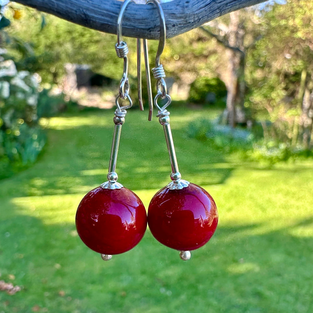 Opaque red venetian glass earrings