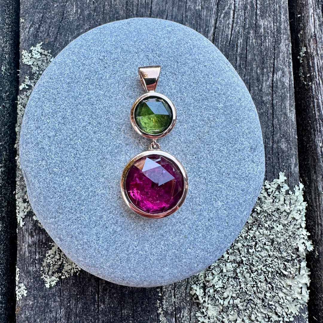 Rose cut tourmaline pendant